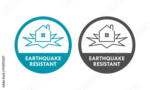 Earthquake resistant badge design template illustration