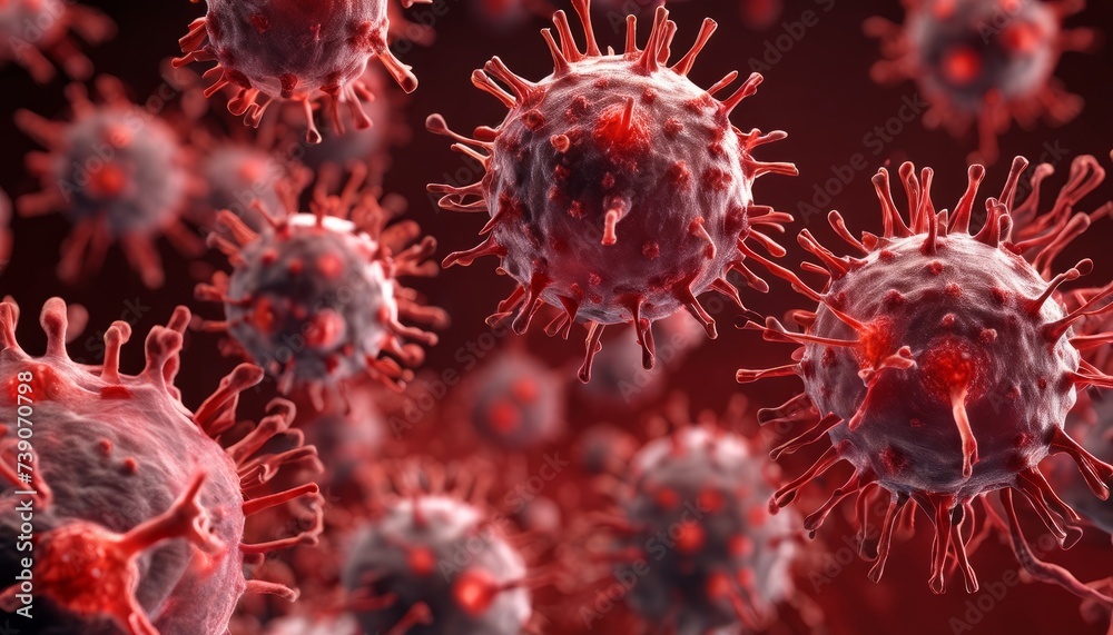 Viral Infection - A microscopic view of a group of viruses Viral Infection - A microscopic view of a group of viruses