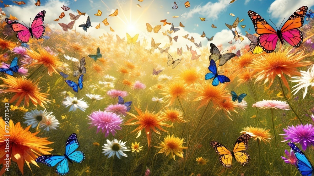 flowers and butterflies