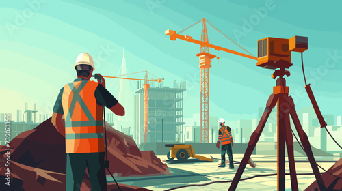 Construction site conveys a sense of productivity and development within the construction industry.