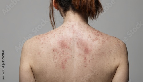 A close-up of a person's back with visible skin imperfections