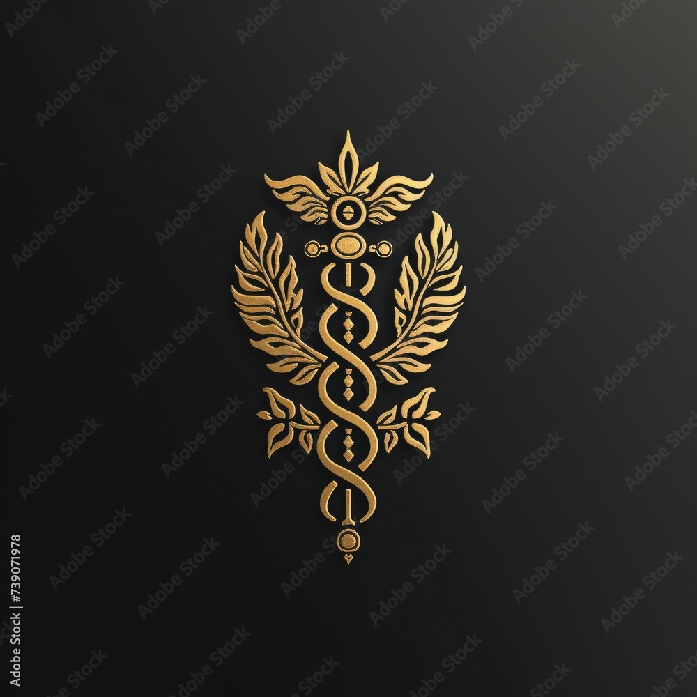 Logo healthcare excellence: banner medicine, doctors, pharmacology, hospital treatment, family doctor services, with copy space and vitruvian man for vip promotion