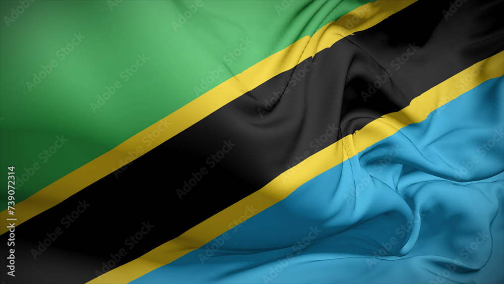Close-up view of Tanzania National flag. Close-up view of Tanzania National flag.