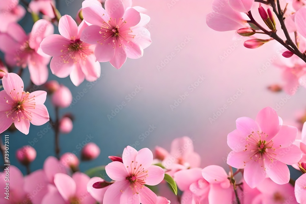 Abstract Spring border background with pink blossom Abstract Spring border background with pink blossom