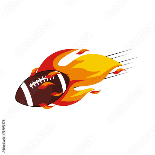 Vector illustration of burning american football ball photo
