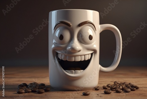 Crazy cup of coffee with beans