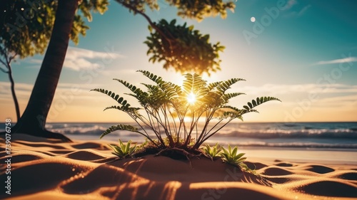  Tree on the beach, beach wallpaper, sea landscape and tree wallpaper, beach background, a beautiful sea on whose shores there are many plants and trees