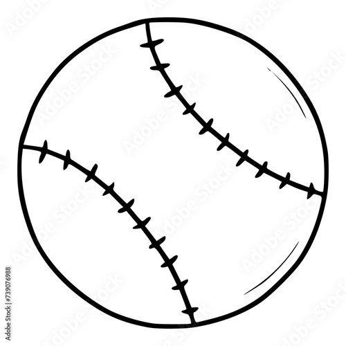 baseball ball icon illustration hand drawn outline isolated vector