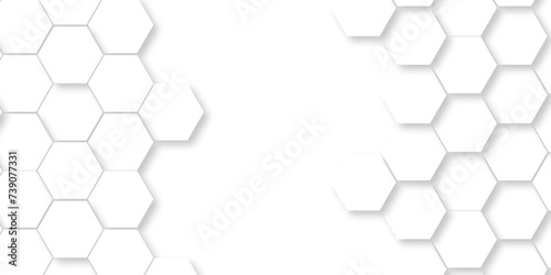 Abstract modern Background with white lines 3d Hexagonal structure futuristic white background. Modern minimal Embossed Hexagon , honeycomb white Background ,light and shadow ,Vector.