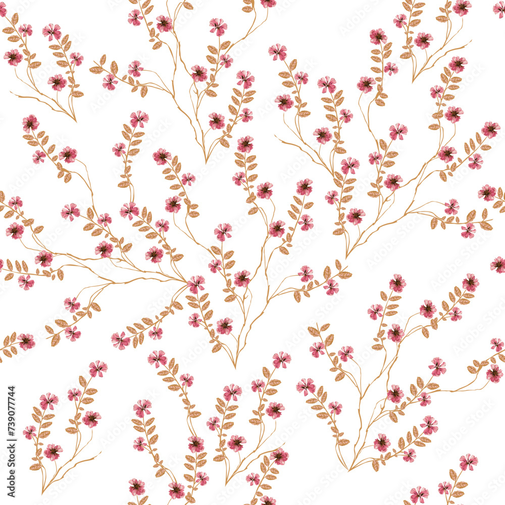 seamless vector small flower design pattern on background