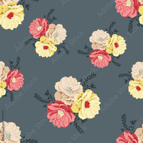seamless vector flower design pattern on background