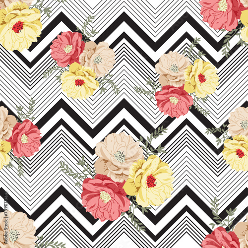 seamless vector flower design pattern on background