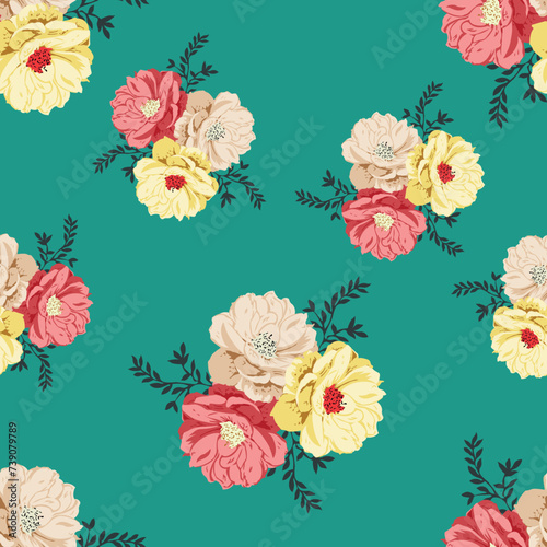 seamless vector flower design pattern on background