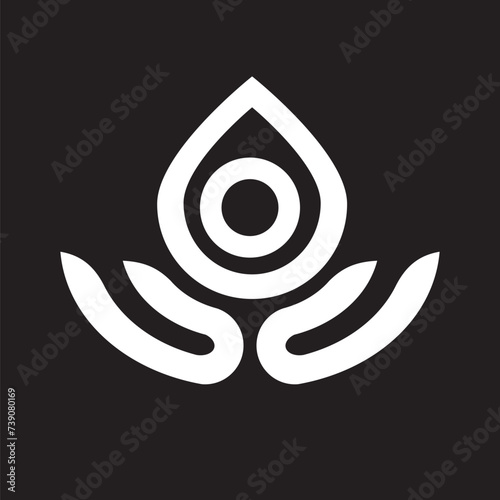 Vector image of water drop and open hand