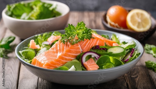  Freshness on a plate - Salmon and salad, a healthy delight
