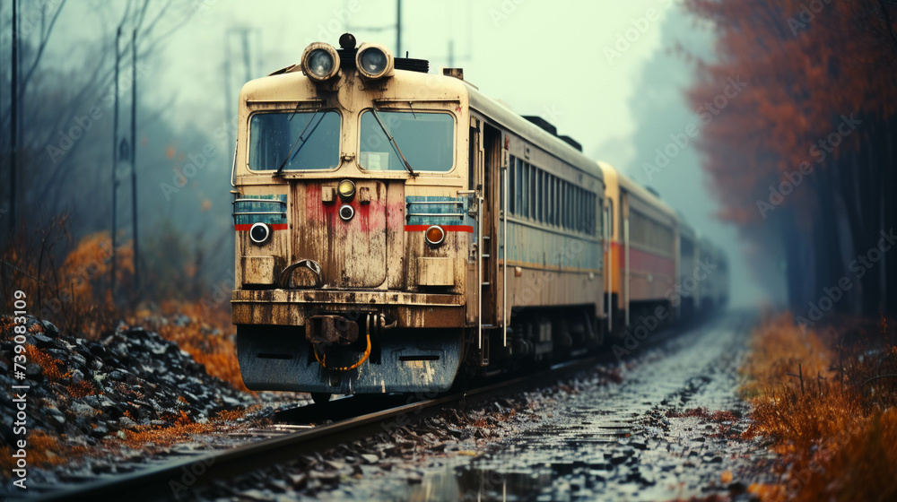 Obraz premium train in the railway High definition(HD) photography creative wallpaper