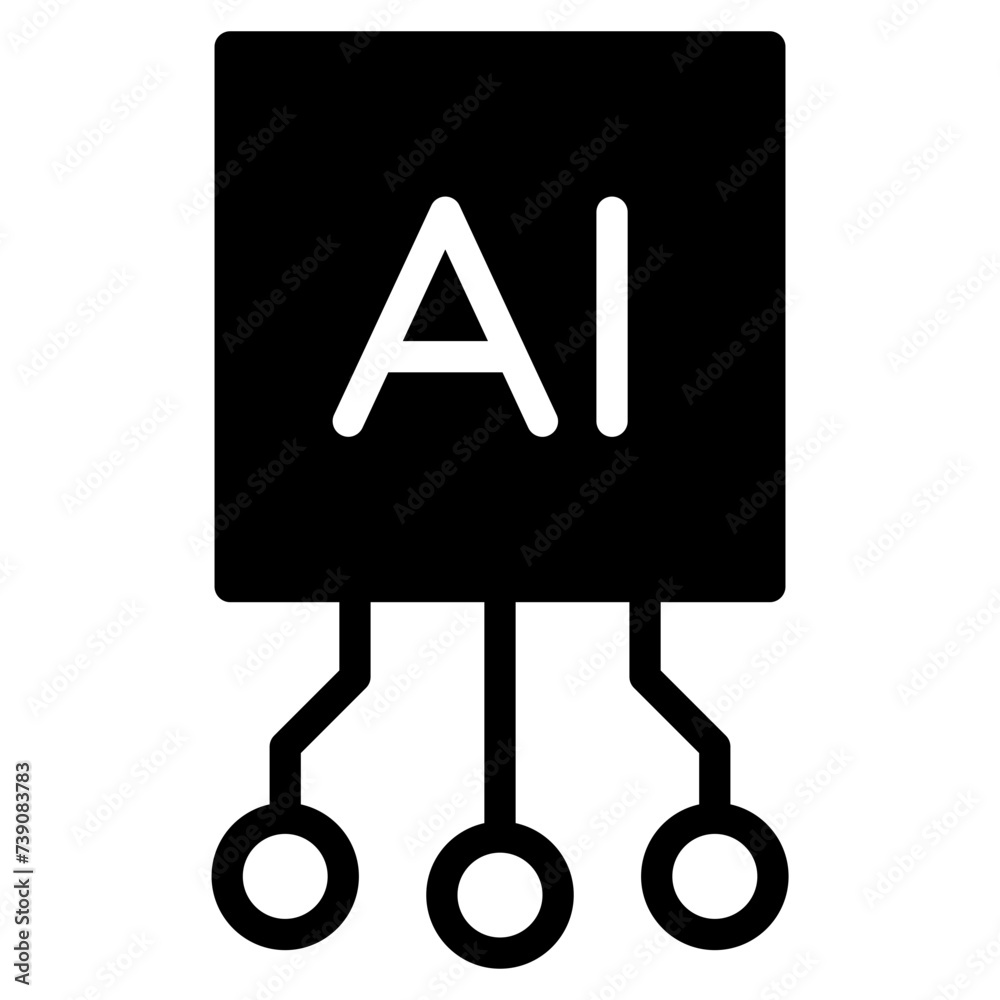 Circuit board of computer or Ai chip icon Circuit board of computer or Ai chip icon