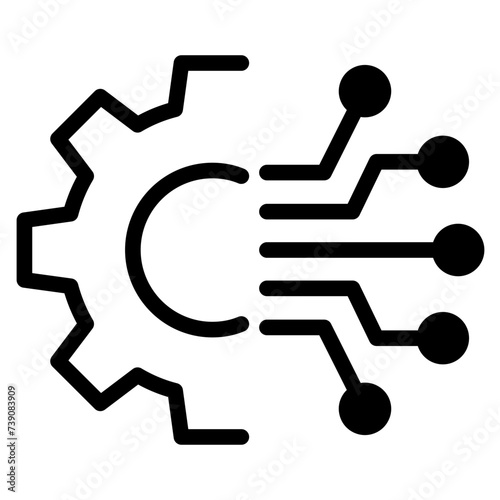 Artificial Intelligence and automated system, gear with circuit icon