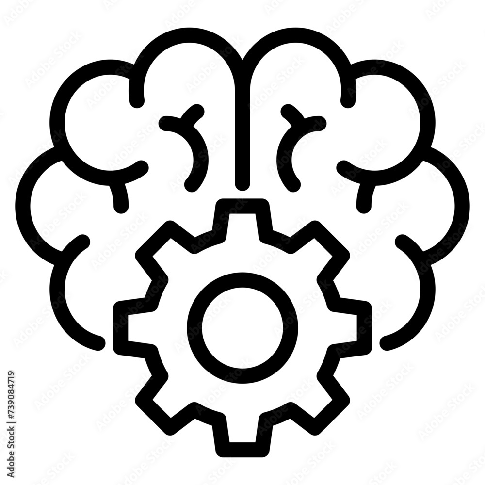 brain with gear artificial intelligence technology icon brain with gear artificial intelligence technology icon