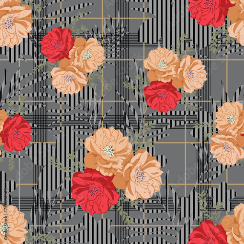 seamless vector flower design pattern on background