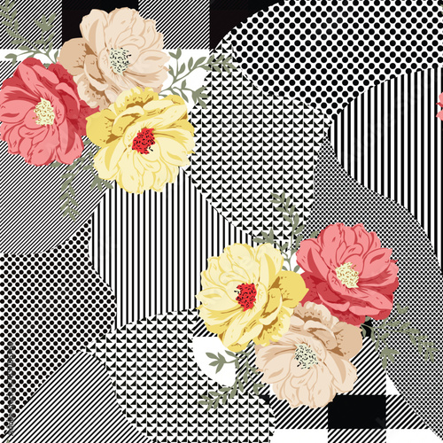 seamless vector flower design pattern on background