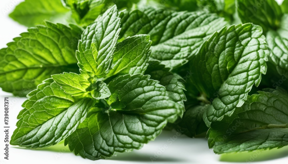 Fresh mint leaves, vibrant and ready for culinary delight Fresh mint leaves, vibrant and ready for culinary delight