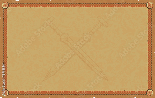 Large Parchment with Viking Frame and Crossed Gladiuses
