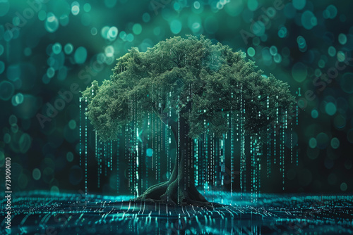 A computer generated image of a tree with numbers coming out of it