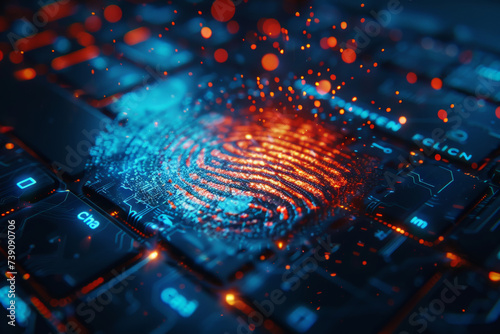 A close up of a fingerprint on a computer keyboard photo