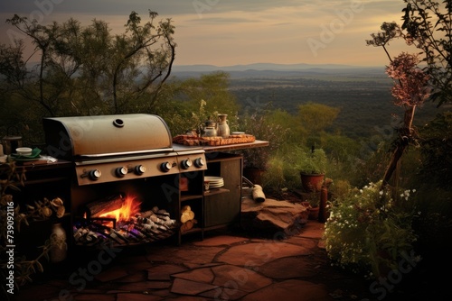 Wallpaper Mural South African braai with savanna views and indigenous plants. Torontodigital.ca