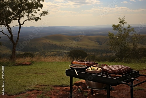 Wallpaper Mural South African braai with savanna views and indigenous plants. Torontodigital.ca