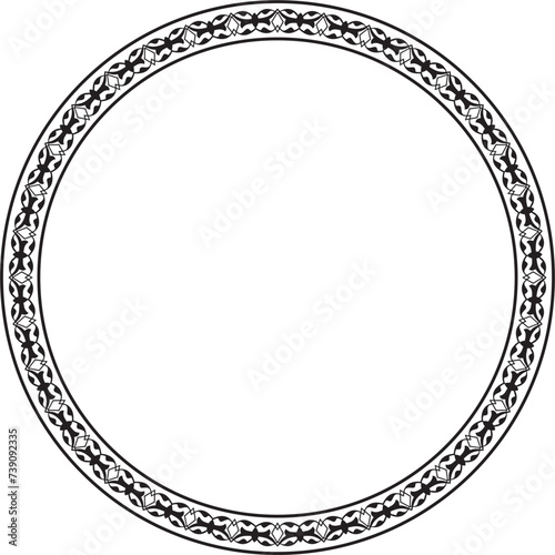 Vector black monochrome round turkish ornament. Ottoman circle, ring, frame.