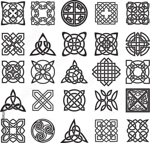Vector gold and red celtic knot. Ornament of ancient European peoples. The sign and symbol of the Irish, Scots, Britons, Franks. photo