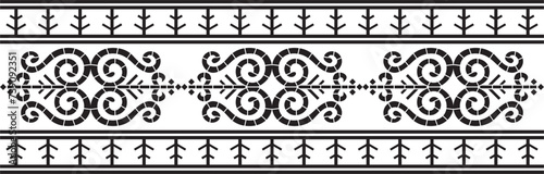 Vector monochrome black seamless Yakut ornament. Endless border, frame of the northern peoples of the Far East.