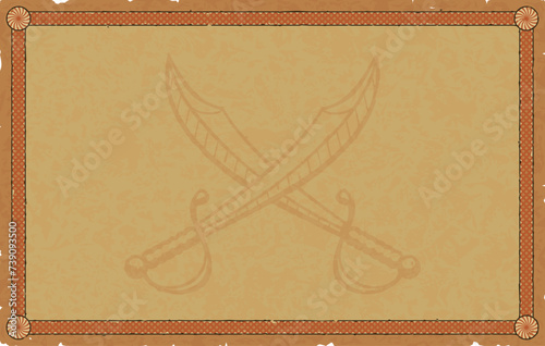 Large Parchment with Viking Frame and Crossed Sabres
