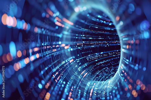 A computer generated image of a tunnel of binary code