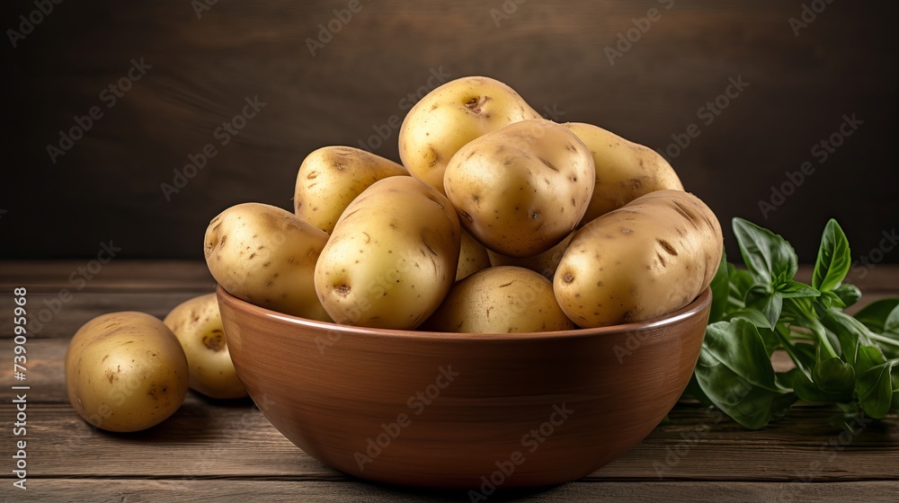 Bowl with raw potatoes and knife on light background Bowl with raw potatoes and knife on light background