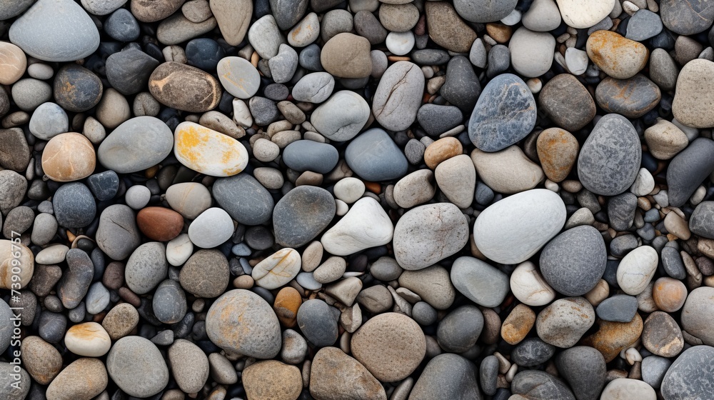Close up texture image of small pebble rock and cracked tile on ground for background usage Close up texture image of small pebble rock and cracked tile on ground for background usage