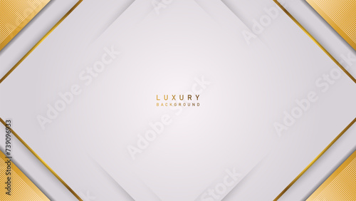 Luxury abstract modern background with golden ornament on white backdrop. Luxury premium vector illustration template deluxe design