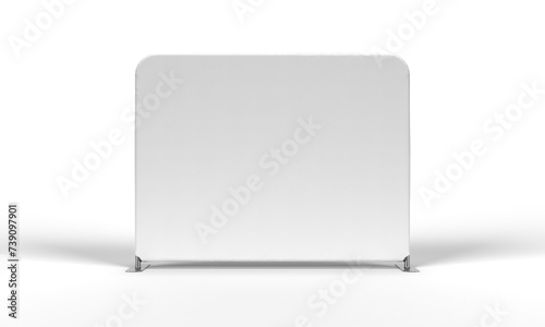 Exhibition Wall Banner Cloth Straight Display Stand white isolated on a transparent background. 3D illustration for mockups.