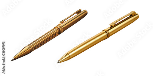 golden ballpoint pen on a transparent background