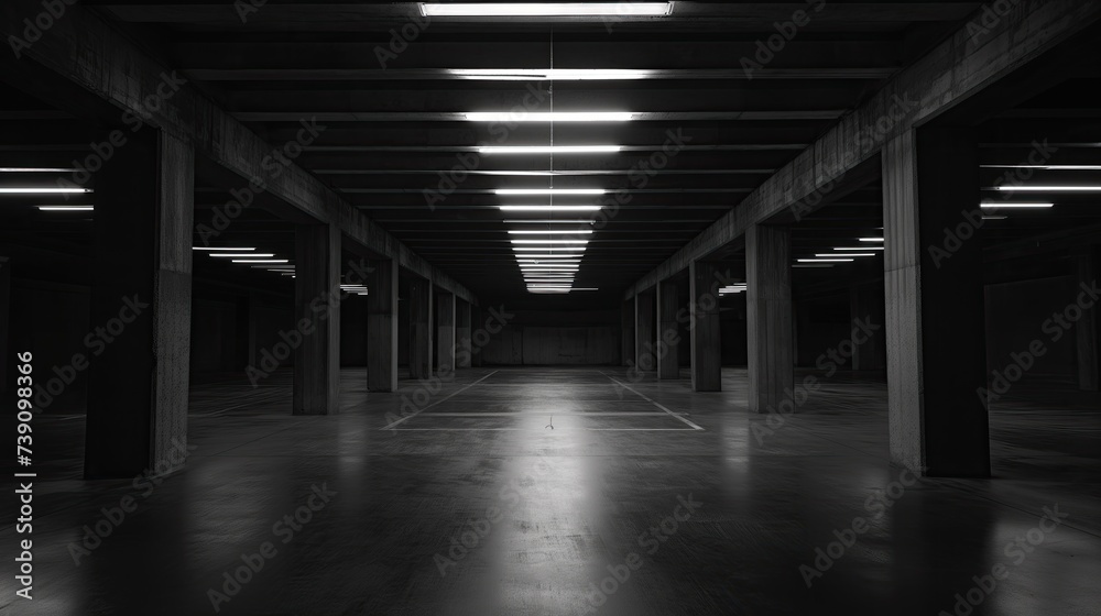 Empty underground parking for cars