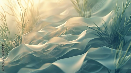 Waves of tranquility: Wavy tall grass swaying in fluid forms, creating a calming rhythm in nature's serene dance.