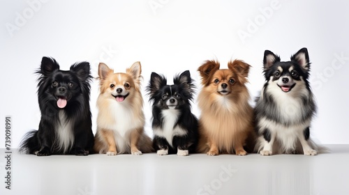 Group of pets sitting in front of white background