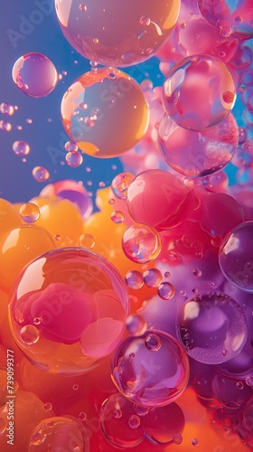 Multi-colored jelly spheres deform each other