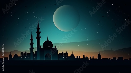 Ramadan Kareem background.Crescent moon at a top of a mosque © Elchin Abilov
