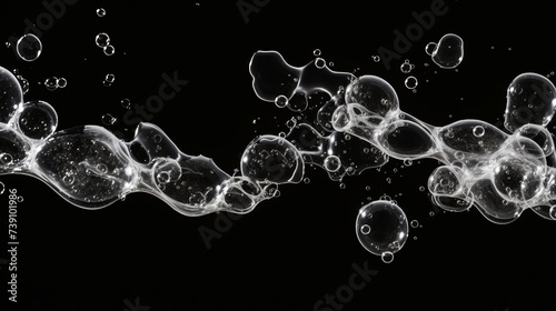 Soap bubbles foam isolated on black background photo