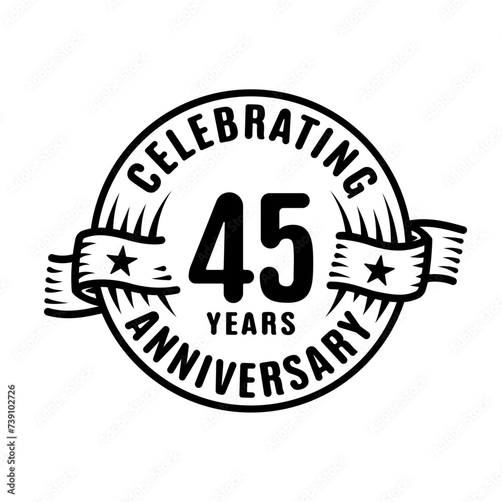 Fototapeta premium 45 years logo design template. 45th anniversary vector and illustration.