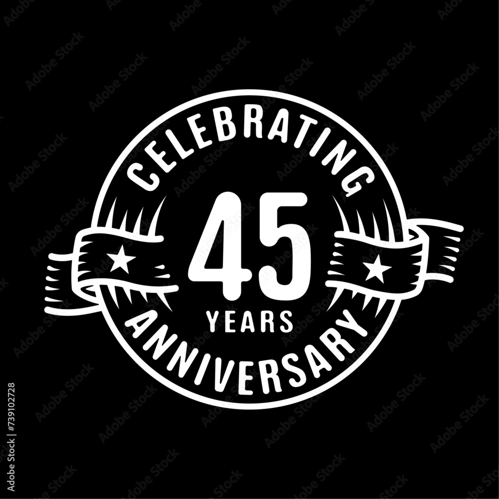 45 years logo design template. 45th anniversary vector and illustration.