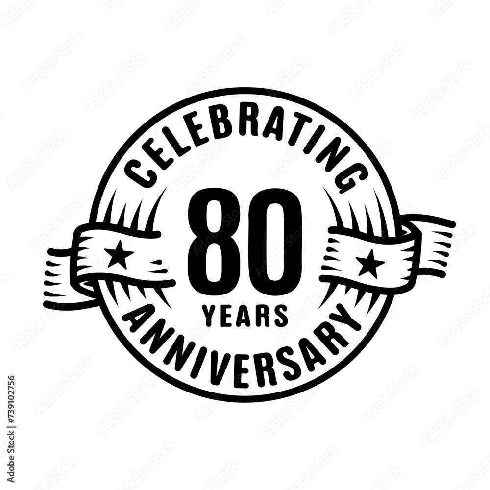 80 years logo design template. 80th anniversary vector and illustration.